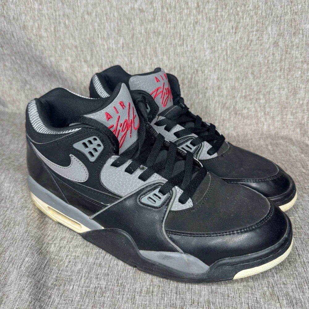 Nike Air Flight 89 Mens 11 Black Wolf Grey Varsity Red 2012 Retro